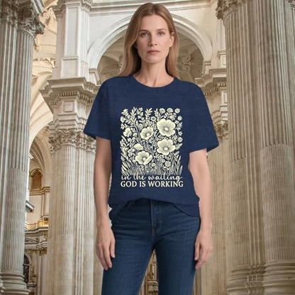 Christian Shirts for Women God Inspirational Faith Bible Verse Tee - color: Blue, size: Medium
