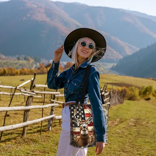 Funny Christian Tote Bags For Women With Zipper Christian Gifts For Work Gym Travel Beach Women With Large Capacity - color: Deer