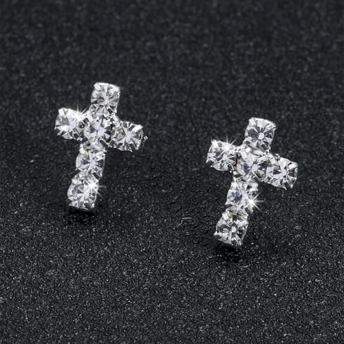 QiaTsed Earrings for Women Cross Stud Earrings Hypoallergenic Dainty Earrings Simple Small Earrings Ideal Jewelry Gift for Women