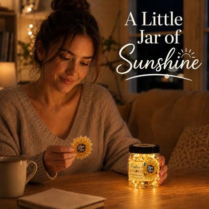 Positive Sunflower Jar with 30 Bible Verse Cards, Christian Gifts for Women - color: Sunflower