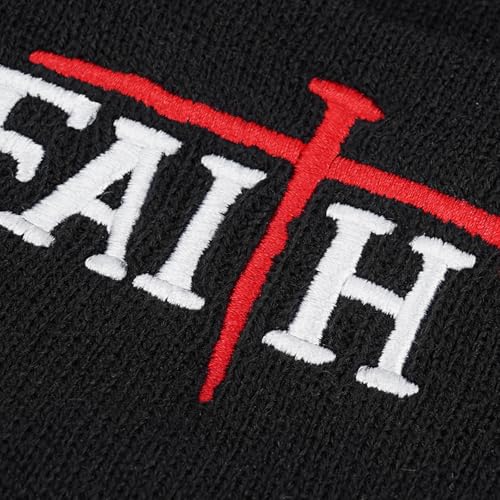 Christian Jesus Cross Beanie - Faith Winter Beanie Hats for Men Women - Religious Gifts for Christmas & New Years - color: Faith-red Cross