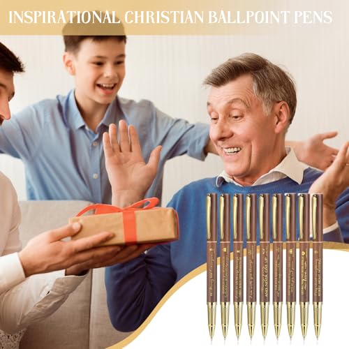 Spakon 40 Pcs Christian Pen Gifts Bulk Inspirational Bible Verse Ballpoint Pen Motivational Grandparents Day Gift Religious Party Favors for Women Men Pastor Clergy Teacher(Brown) - color: Brown