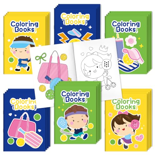 ANGOLIO Pickleball Coloring Book for Kids, 24PCS Sports Themed Party Favors - style: Pickleball