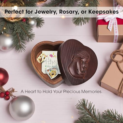 KATINAT Hand-Carved Wooden Keepsake Box for Mom, Jewelry & Treasure Box, Symbol of Timeless Love, Sculpted Hand-Painted Design – Mother’s Day Gift - color: KAT- KL Mother& Baby Keepsake Box