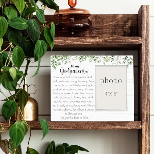 Godparents Gifts for Baptism Picture Frame, To My Godparents Wooden Photo Frame, Godparents Appreciation Thank You Gift Wood Picture Frame for Birthday, Tabletop Wall Display (4x6 Inch Photo) - color: Baptism-1