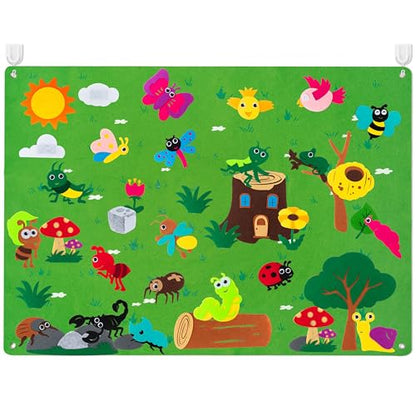 WATINC Insect Teaching Felt Board Story Set - 3.5 Ft 45Pcs Learning PlayKit
