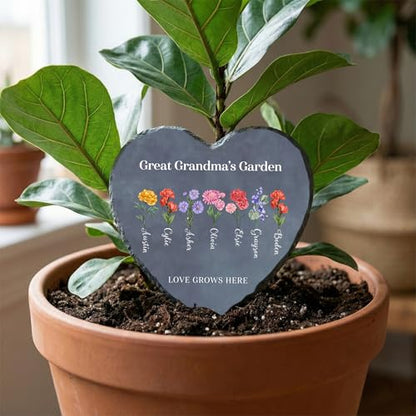 !RAKRISA Personalized Garden Stone, Mothers Day Gifts for Grandma with Grandkids Birth Flower, Unique Christmas and Birthday Gifts for Grandma (S-201) - color: S-201