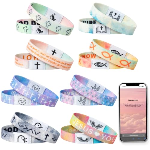 EYxsaxenk Colorful Religious Scripture Daily Bible Verse NFC Bracelets Set - color: Rainbow