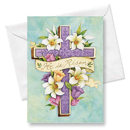 Current Easter Cross Religious Value Greeting Card Set - Value Pack of 8 Cards for Kids & Adults With White Envelopes, 1 Design Prints, Large 5" x 7" Greetings - color: Cross