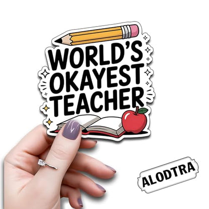 (3PCS) World's Okayest Nurse Sticker Pack Durable Waterproof Vinyl Stickers for Laptop Water Bottle Car Bumper Phone Case - color: World's Okayest Teacher