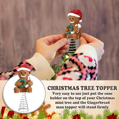 Namalu Mini Christmas Tree Topper Small Gingerbread Man Treetop for Christmas Tree 4 Inch Gingerbread Ornaments Decorative for Home Xmas Wine Bottle Wedding Bridal Shower Holiday Party Decorations - style: Gingerbread Man