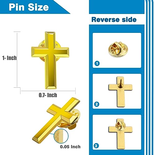 24/50/100 Pcs Mini Small Gold Cross Lapel Pins (1 in) For Men Women Religious - color: 50-Pack