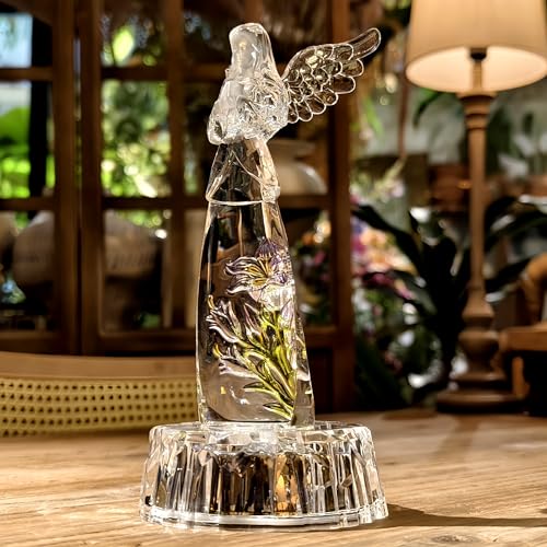 Praying Angel Acrylic Statue 8.6”H LED Lighted Christmas Decor