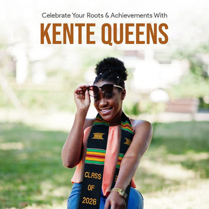 Black Girl Magic Kente Graduation Stole 2026 | Authentic African Art Kente Stole | Bold Patterns and Vibrant Colors 72"x4.5"