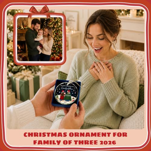 Family of 3 Christmas Ornament, First Christmas for Parents - color: Family of Three