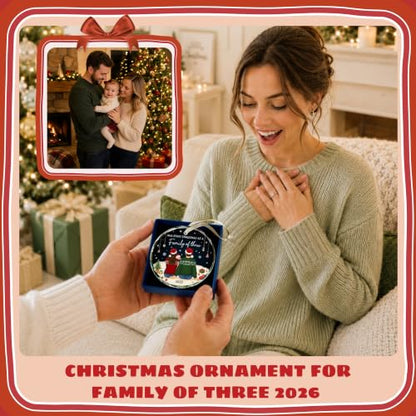 Family of 3 Christmas Ornament, First Christmas for Parents - color: Family of Three