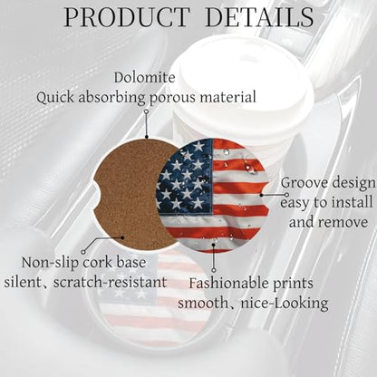 Ceramic Car Cup Coasters 2PCS - Flag - color: Flag