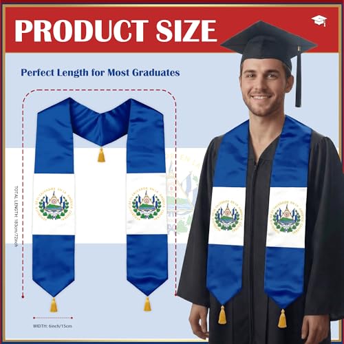 Class of 2026 Graduation Stole Flag Sash with Gold Tassels 72 Inch for High School College University Ceremony - color: Dominica