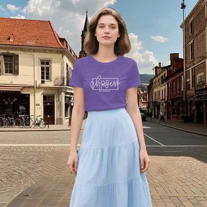 Women's Christian Shirt Christ Chosen T-Shirts Bible Verse Tee Tops - color: Purple, size: Small