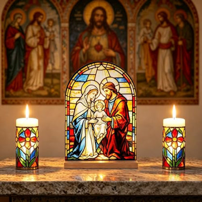 KOMI Holy Family Stand Statue Acrylic Catholic Icons Ornament Home Altar Decor Christian Gifts