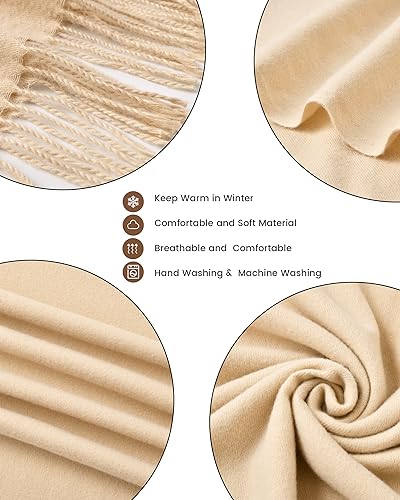 Clothirily Womens Winter Scarf, Oversized Long Blanket Plaid Shawl Wrap - color: Beige