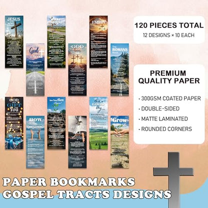 120 Pcs Christian Paper Bookmarks, Religious Gospel Tracts Card for Evangelism, Bible Verse Salvation Scripture Bookmarks Bulk for Women Man Church & Office Supplies Book Lovers Gift - color: Gospel