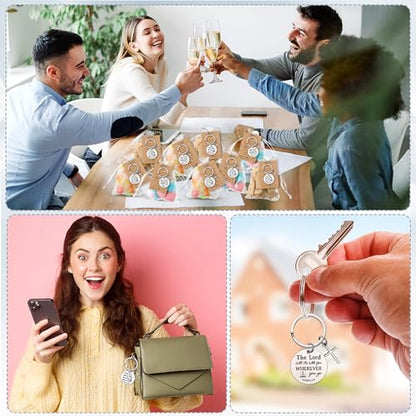 Siifert 50 Set Christian Cross Keychains Bulk Christian Keychain Bible Verse Religious Prayer Gifts for Women Men - color: Round Style