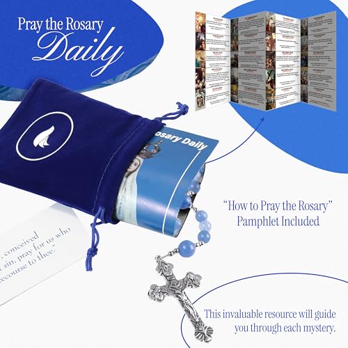 Handmade Catholic Rosary Beads - color: Blue Lace Agates