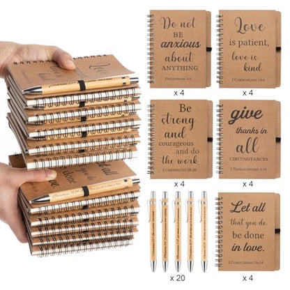 40 Pcs/20 Set Christian Gifts Spiral Notebooks Bulk Journals with Christian Pens Prayer Journal for Women and Men, Father Day Gifts for Church Members, Bible Study Groups & Religious Families,Small Notepad (4.33" x 5.43") - size: 20 Set
