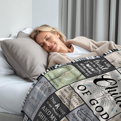 CIUGOIG Christian Gifts for Women & Men - 50"X60" I Am a Child of God Blankets - Inspirational Religious Birthday Catholic Spiritual Gifts Faith Based Gift - Christian Throws - color: Christian-grey, size: 50"x60"