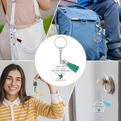 8 Pcs Christian Keychain for Women Men Acrylic Religious Keychain with Bible Verse Inspirational Religious Catholic Faith Spiritual Gifts for Women Scripture Key Chain Easter Christian Birthday Gift