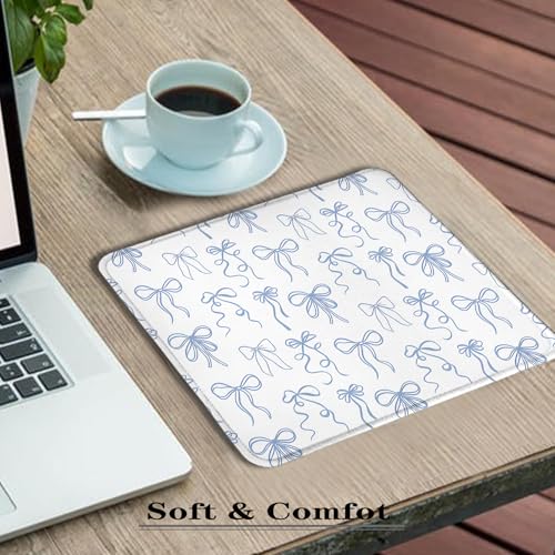 Coquette Blue Bow Mouse Pad, Preppy Girly Blue Aesthetic Mousepads for Wireless Mouse Computers Laptop Desk Accessories, Coquette Preppy Office Supplies, 9.5x7.9 Inch - color: colour 9