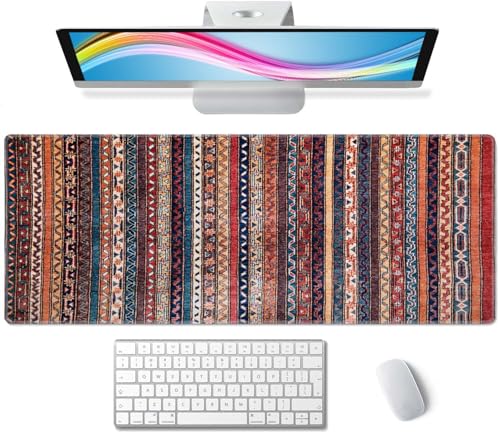 Cute XL Gaming Mousepad - Turkish Carpet Pattern Desk Pad - 31.5''X 11.8'' - Cute Desk Decor & Accessories - color: Turkish Carpet Pattern