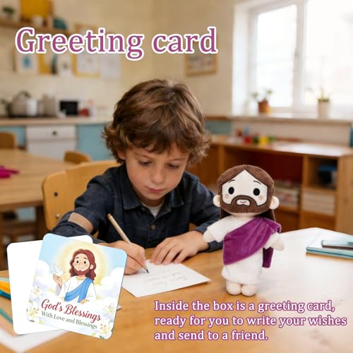 Jesus Plush Doll Jesus Stuffed Bible Doll Christian Plushie Gifts for Easter Christmas Church Religious Gifts for Kids Adults(Purple) - color: Purple