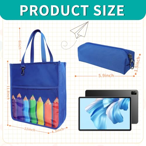 Kids Cute Tote Bags for Boys Girls Ages 4-16,Handbags with Pencil Case, Book Tote Bags with Zipper for School and Playtime (crayon) - color: Crayon
