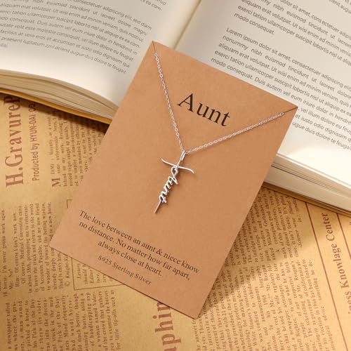 Lcherry Birthday Gifts for Grandma Mom Daughter Teacher Cross Necklace for Women Christian Necklaces Religious Gifts Jewelry for Women Mother's Day - style: Aunt-Sterling Silver