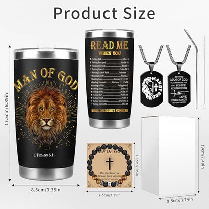 CRASHOT Christian Gifts for Men, Travel Tumbler Religious Gift Set