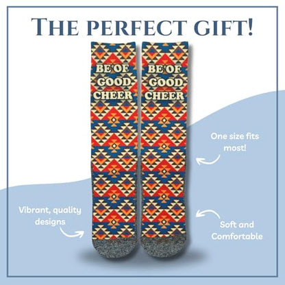 Bible Verse Socks for Men, Christian Scripture Crew Socks, Faith Gift - color: Be of Good Cheer