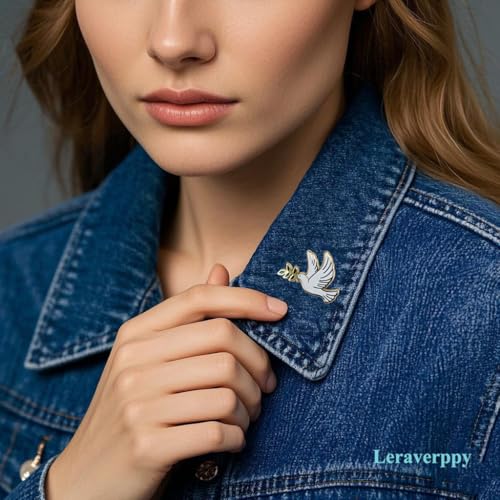 Enamel Pin,Peace Dove With Olive Branch Lapel Pin,Cute Bird Badge,Love And Peace Brooch,Decor DIY,Denim Jacket Canvas Bag Backpack Accessory,Gift For Make Up Over Fight,Partners,Wife,Teens