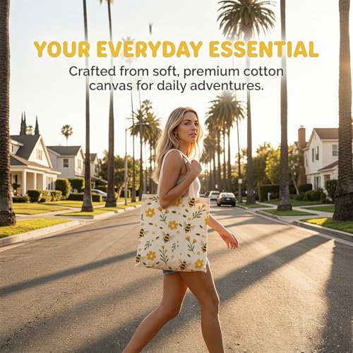 DHQH Canvas Aesthetic Tote Bag for Women, Cute Reusable Printed Cloth Bags with Makeup Bag for Shopping Grocery Travel Beach - style: Beer- Bag