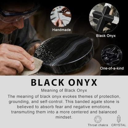 Lapis Lazuli/Amethyst Cross Necklace for Men Waterproof and Sweat-Resistant Suitable for both men and women With Adjustable Box Chain Christian Jewelry Father Day Gifts for Men - color: Black&Silver