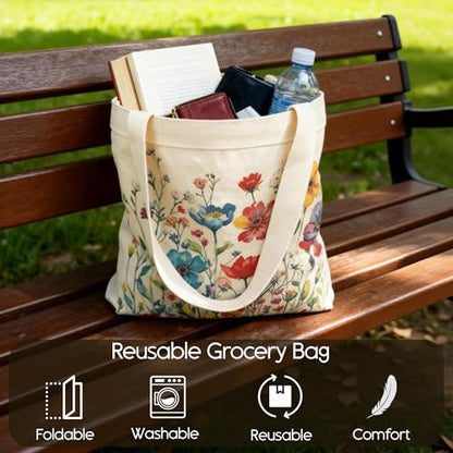 Large Tote Shopping Bag Cotton Canvas-Reusable grocery Bag with Zipper Aesthetic Reusable Shoulder Bag - style: Style-e