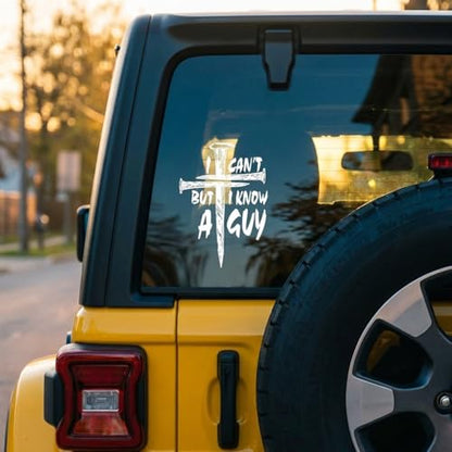 I Can't But I Know A Guy Christian Car Decal, Durable, White - color: White