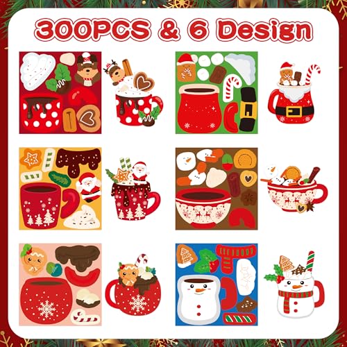 Haooryx Christmas DIY Sticker Roll, 300 Pcs Make Your Own Hot Cocoa Cup - style: Hot Cocoa 1Roll
