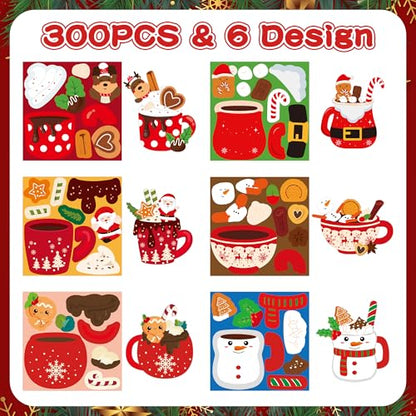 Haooryx Christmas DIY Sticker Roll, 300 Pcs Make Your Own Hot Cocoa Cup - style: Hot Cocoa 1Roll