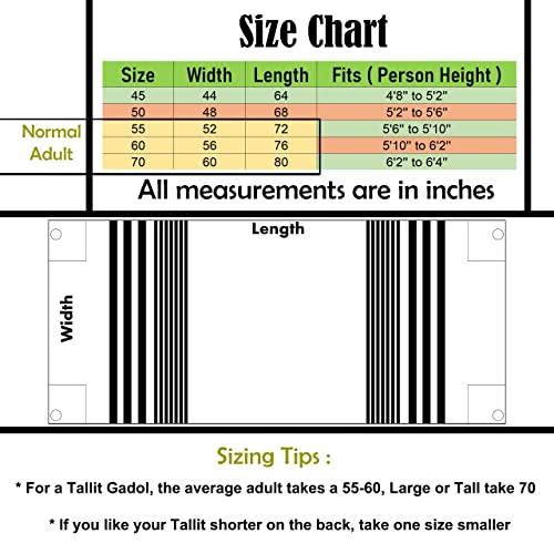 A supervised kosher Tallit Gadol Prayer Shawl from Israel,Wedding Model Diamond,Non-Slip.Wash and Iron easily. - color: With Black Stripes, size: Size 70 - 80 x 60 Inch
