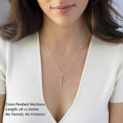 M MOOHAM Cross Necklace for Women Girls, Dainty 14K Gold Plated Cross Pendant Necklace Sideways Cross Choker Layered Necklaces for Women Girls - color: Cross Silver 0.75"×1.26"