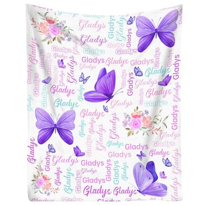 Customized Butterfly Baby Blanket - Personalized Soft Fleece Bed Throw for Toddlers, Newborns, Girls & Boys - Birthday & Christmas - color: Design10