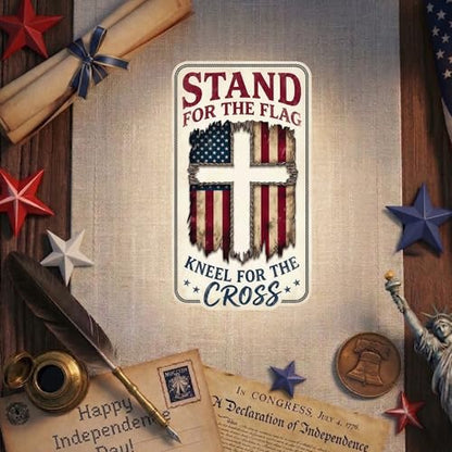 American Flag Cross 250th Anniversary Christian Car Decal - color: Stand for the Flag