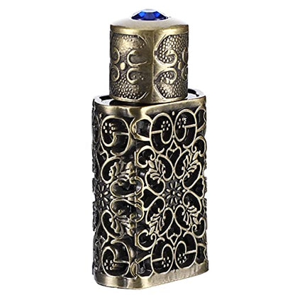 Beavorty 3Ml Hollow Engraved Metal Perfume Oil Bottle Refillable Atomizer Spray Bottle for Travel and Essential Oil Storage - color: Green